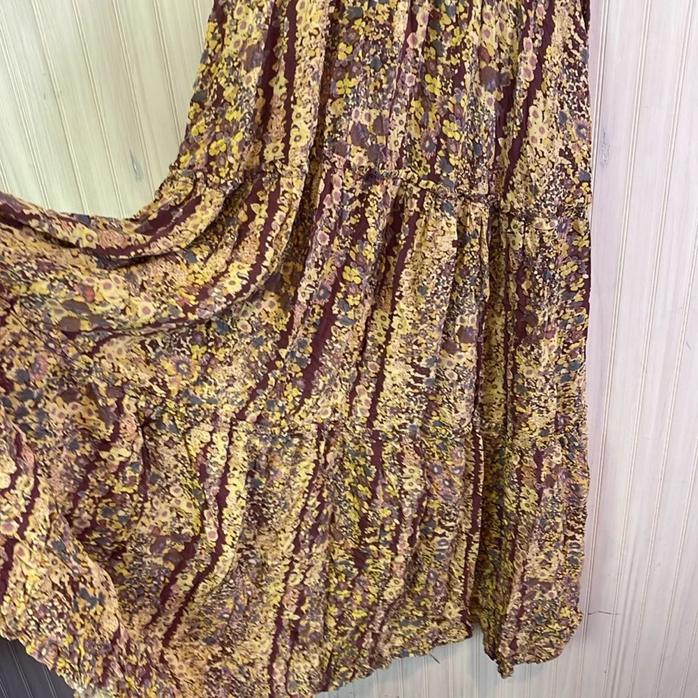FREE PEOPLE VALERIE TIERED FLORAL OPEN BACK DRESS SMALL